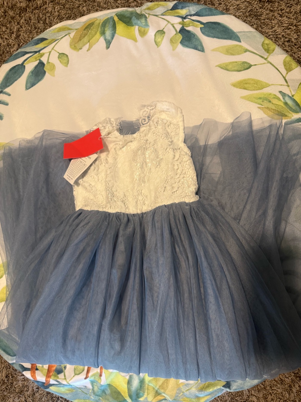 White Lace Bodice with Blue Tulle Girls' Formal Dress